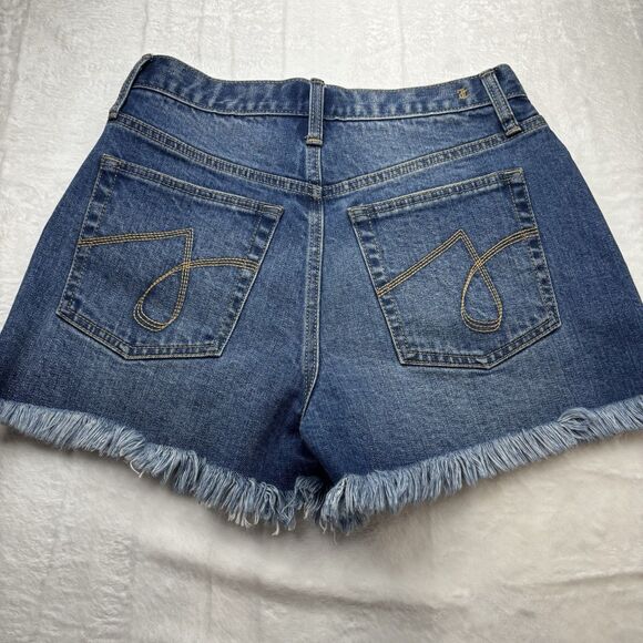 Y2K Juicy Couture Denim Cut Off  Shorts With RARE Silver Metallic Logo Size 27 - Picture 4 of 10